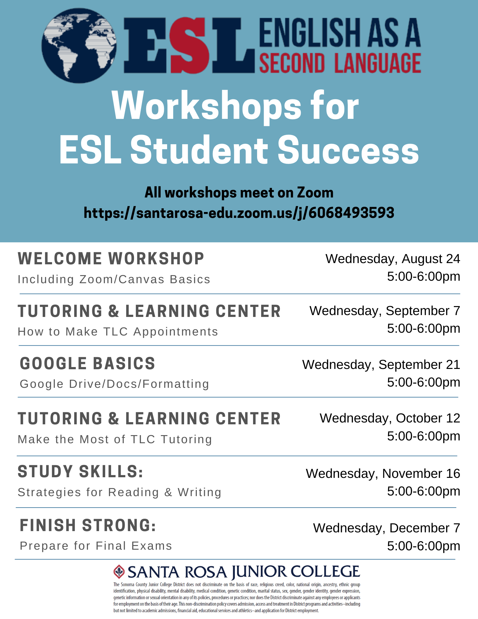ESL Fall 2022 Workshops